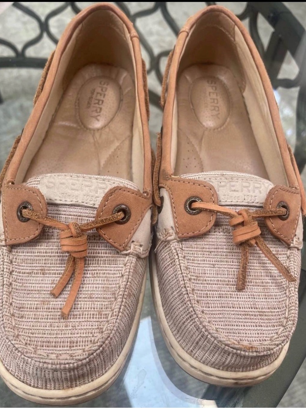 Sperry Women's Beige Woven Moccasin Boat Shoes